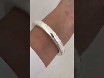 Silver Sterling Bangles: Hammered Texture and Smooth Finish
