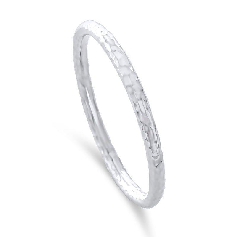 Thick Sterling Silver Hammered Bangle Bracelet