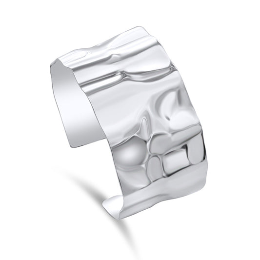 Sterling Silver Thick Sculpted Cuff Bangle Bracelet