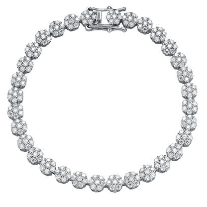 Sparkling Moissanite Flower Tennis Bracelet in 925 Sterling Silver - Floral Cluster Design