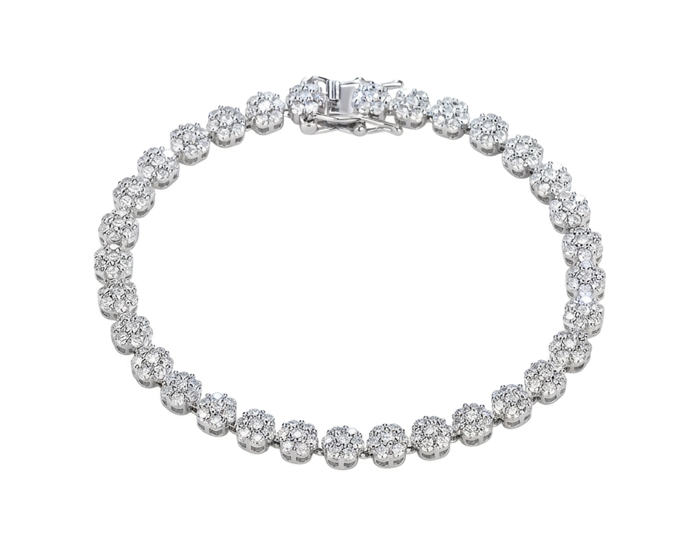 Sparkling Moissanite Flower Tennis Bracelet in 925 Sterling Silver - Floral Cluster Design