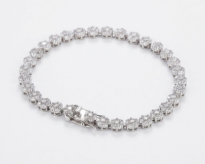 Sparkling Moissanite Flower Tennis Bracelet in 925 Sterling Silver - Floral Cluster Design