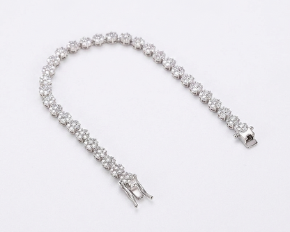 Sparkling Moissanite Flower Tennis Bracelet in 925 Sterling Silver - Floral Cluster Design