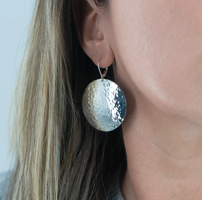 Hammered earrings, Silver Dangle Earrings