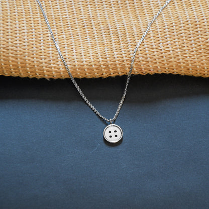 Silver Button Necklace