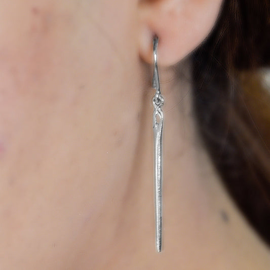 Silver Needle Earrings, gift for a seamstress or fashion designer