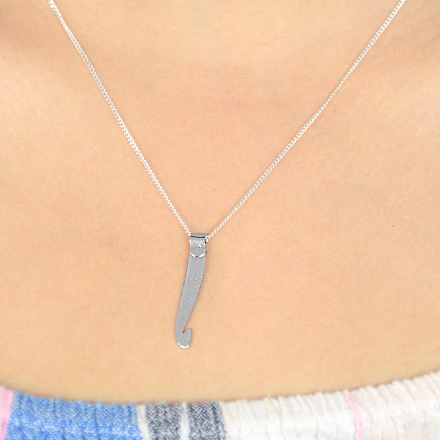 Silver Crochet Hook Necklace