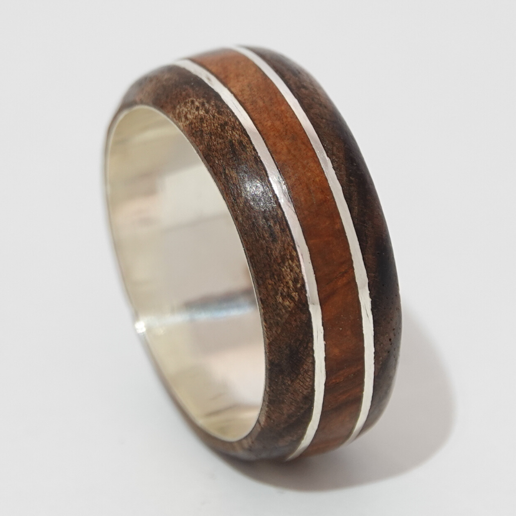 Walnut and juniper bentwood ring, walnut Wood Ring, wood wedding band