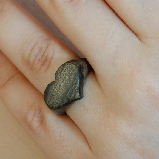 Walnut heart ring, Handmade bentwood ring for women and for men