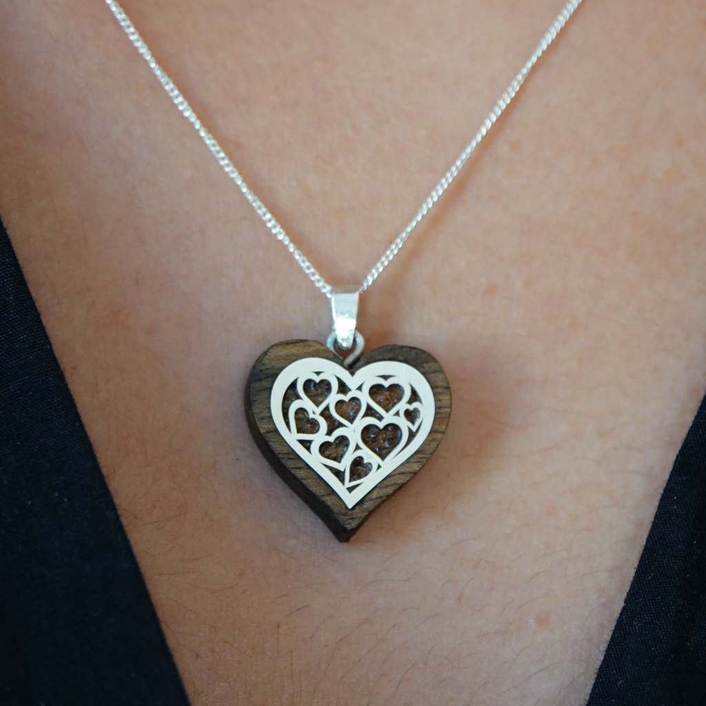 Wood And Silver Heart Necklace