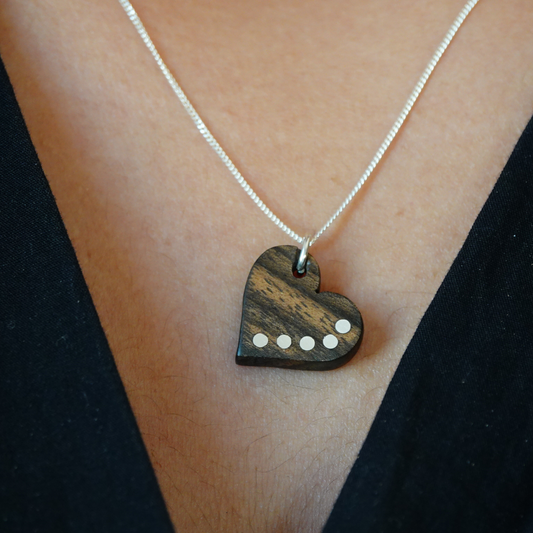 Wood Heart Necklace, 5th Anniversary Gift For Wife, Wooden Heart Pendant, Wood Anniversary Necklace, Wood Gift