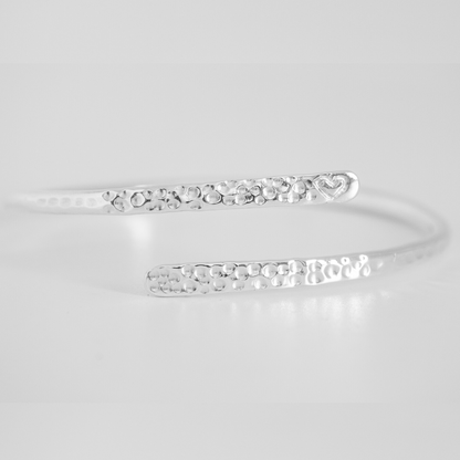 Open crossover hammered bangle