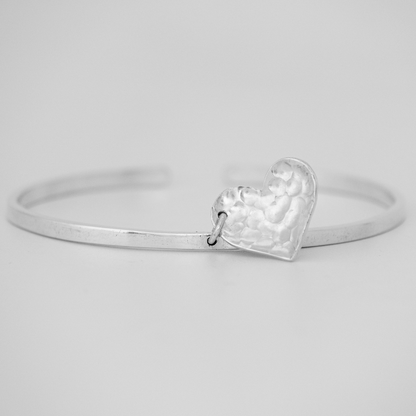 Silver heart bangle