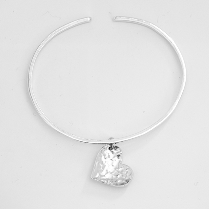 Silver heart bangle