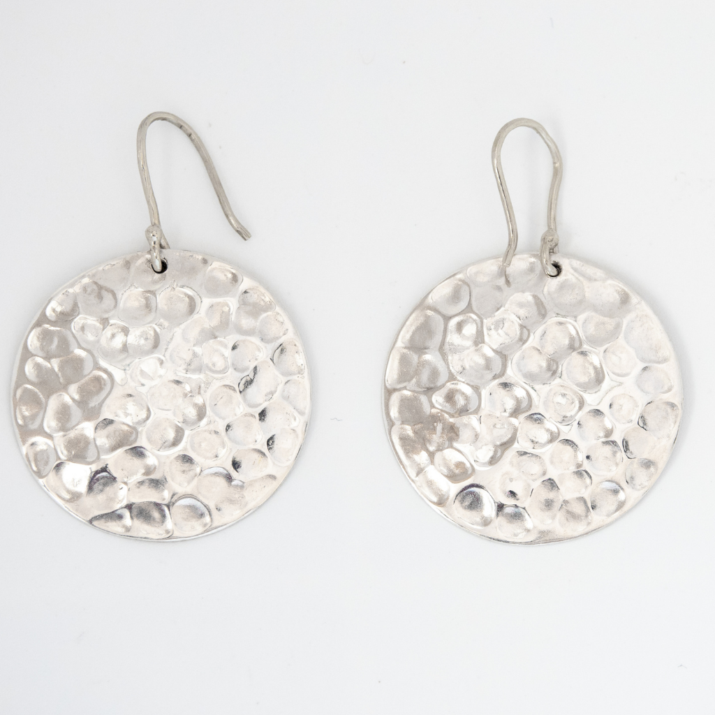 Hammered earrings, Silver Dangle Earrings