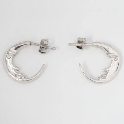 moon hoop earrings Bohemian earrings Crescent moon jewellery Silver moon hoops Lunar jewelry Moon phase earrings Witch earrings