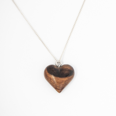 Tiny wooden Heart Necklace