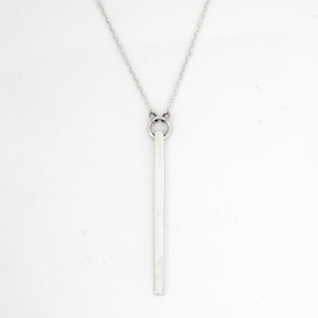 Bar Silver Stainless Steel Chain Necklace