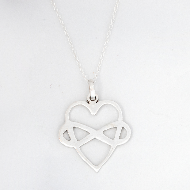 Infinity Heart Necklace for Niece in Sterling Silver on an 18 Inch Sterling Silver Cable Chain