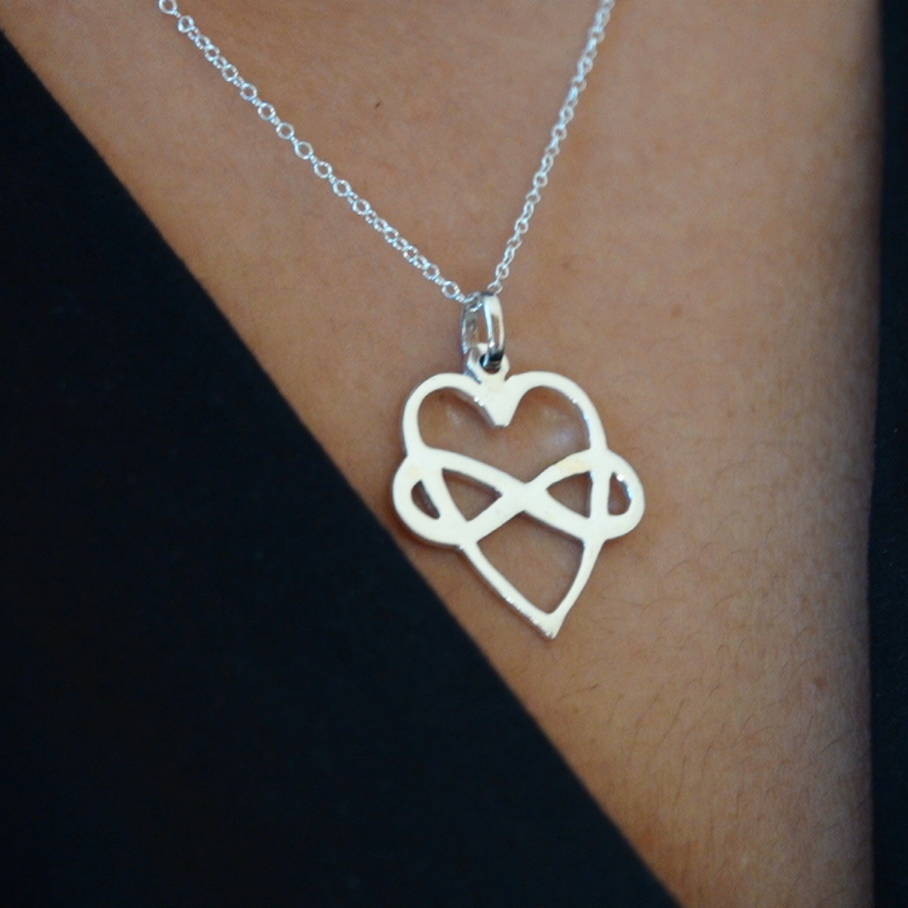 Infinity Heart Necklace for Niece in Sterling Silver on an 18 Inch Sterling Silver Cable Chain