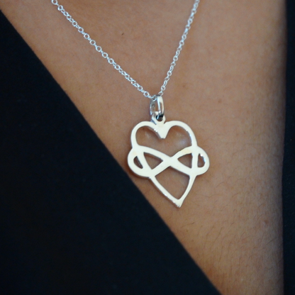 Infinity Heart Necklace for Niece in Sterling Silver on an 18 Inch Sterling Silver Cable Chain