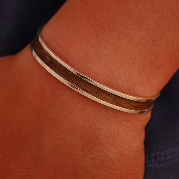 Silver wood bracelet