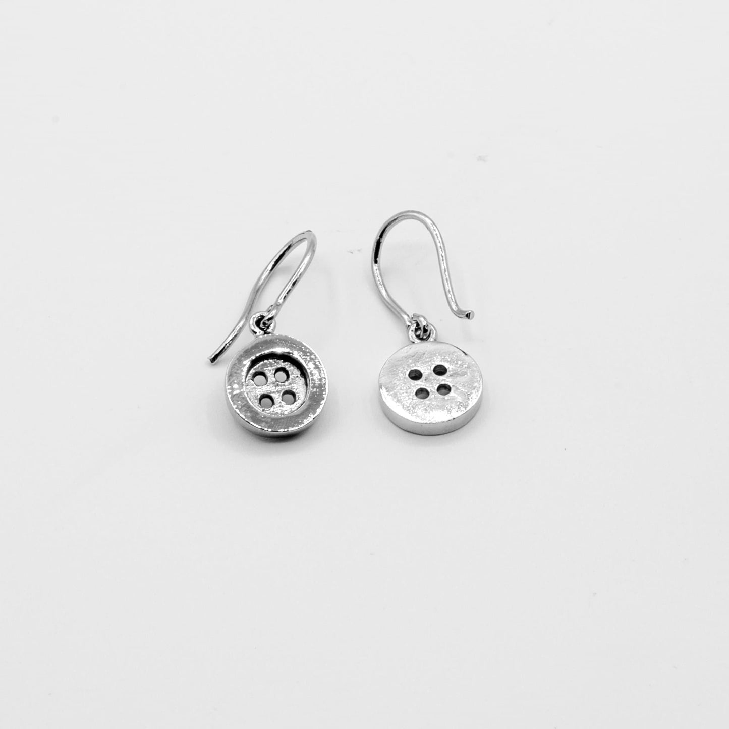 Silver Button Earrings