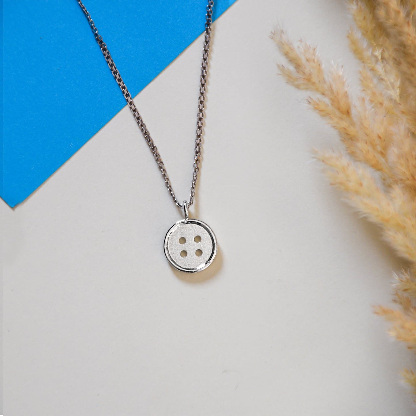 Silver Button Necklace