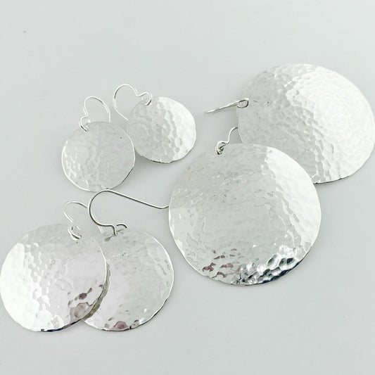 Hammered earrings, Silver Dangle Earrings