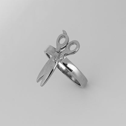 Silver Scissor Charm Ring