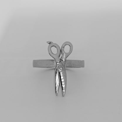 Silver Scissor Charm Ring